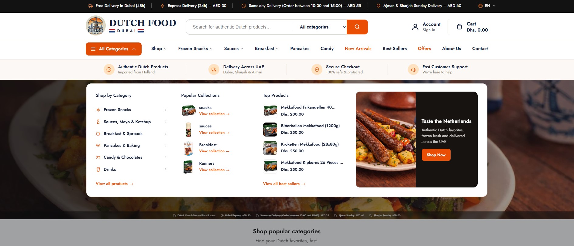 Dutch Food Dubai website project