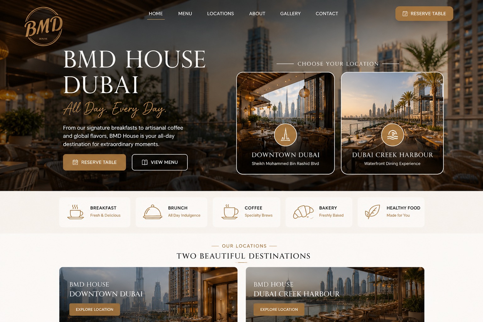 BMD House Dubai restaurant website