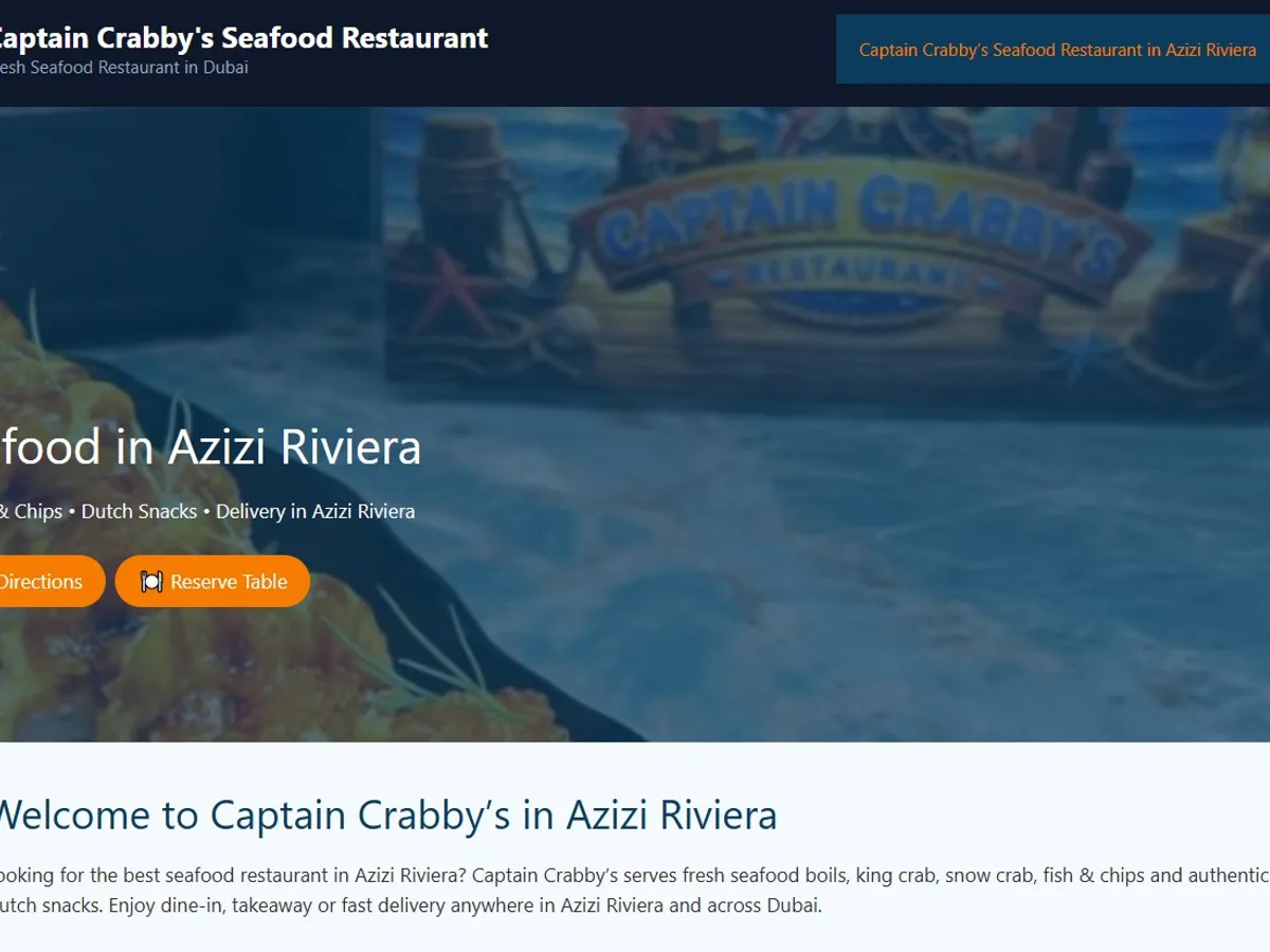 Captain Crabby's – Restaurantwebsite & lokale SEO