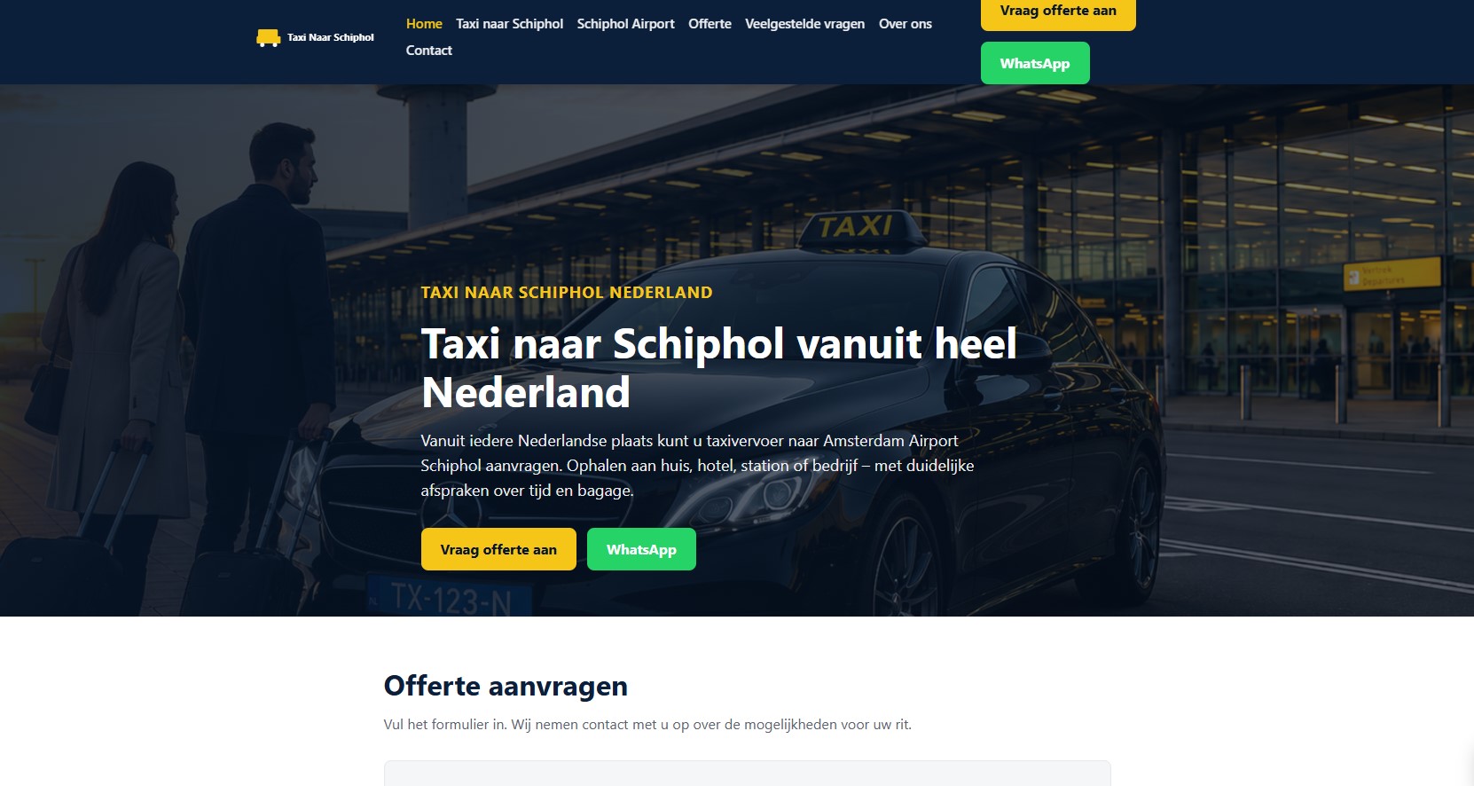 Taxi naar Schiphol Nederland national taxi platform