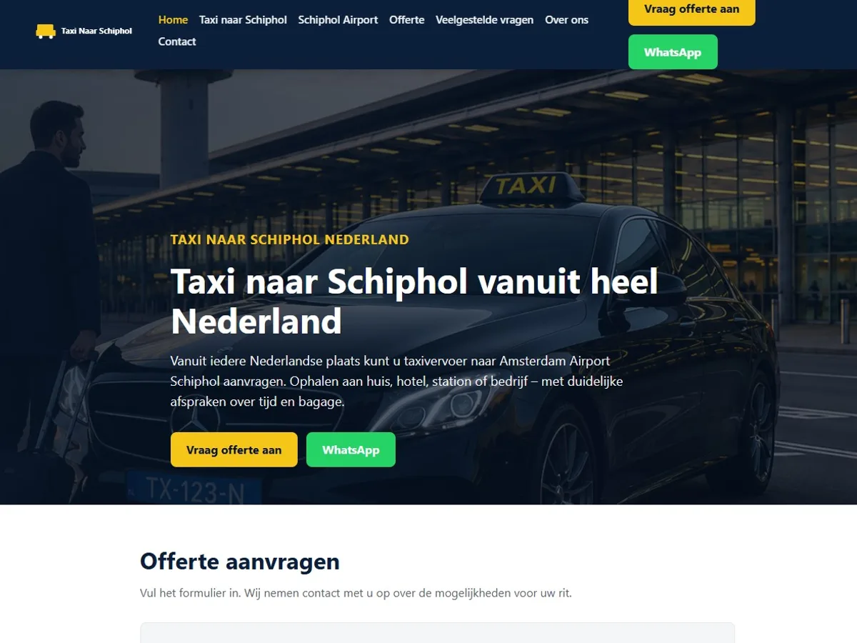 Taxi naar Schiphol Nederland – Landelijk taxiplatform